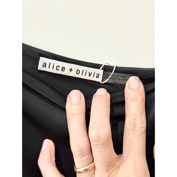 Alice & Olivia Tae Silk Crystal-Embellish One Shoulder Maxi Dress Black Womens 6 - Picture 4 of 5